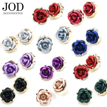 

Size:11mm 6Pcs Fashion shirt buttons on clothing Flower Small metal rose button for clothes Buckle red black sew on Accessories