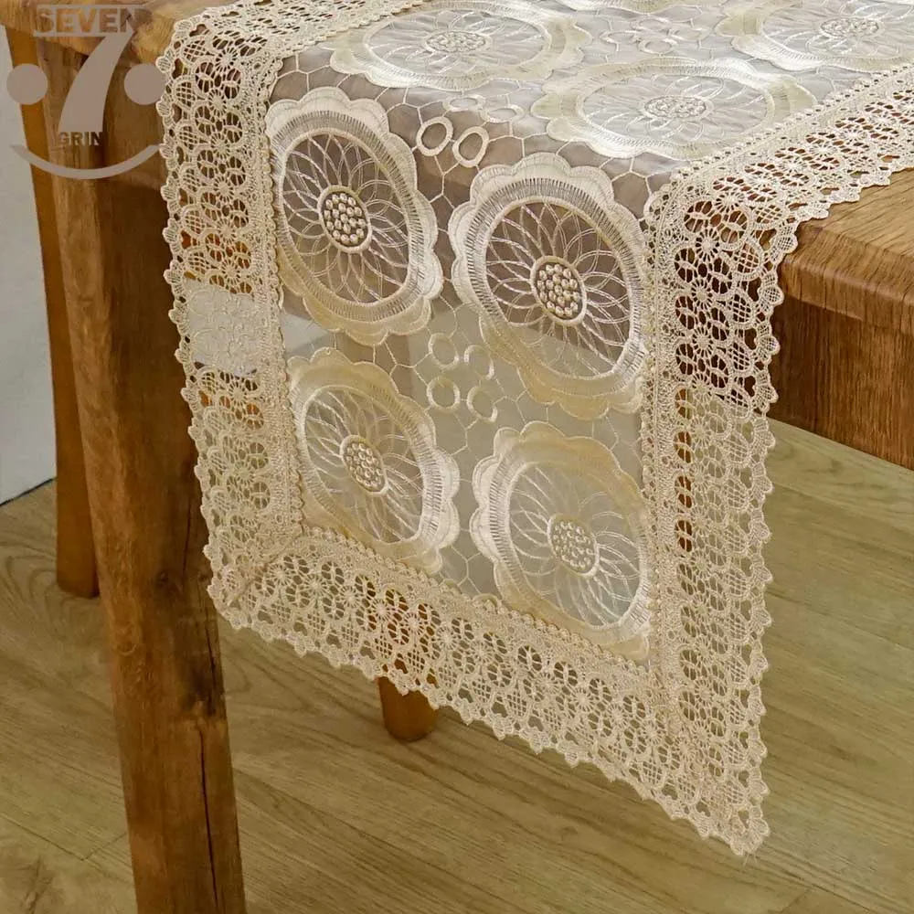 

Free Shipping Gold Color Organza Embroidered Table Runner Home Decorative Wedding Party Banquet Events