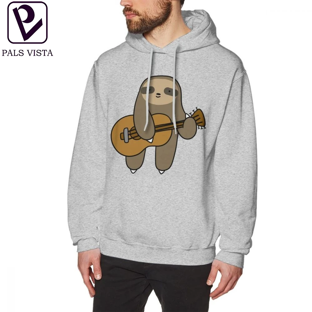 Sloth Hoodie Guitar Sloth Hoodies Warm Black Pullover Hoodie Mens Streetwear Long Length Large Cotton Fashion Hoodies