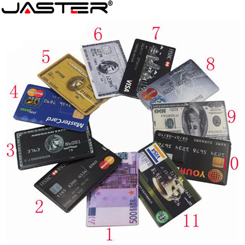 

JASTER new waterproof Super Slim Credit Card USB Flash Drive 32GB pen drive 4G 8G 16G bank card model Memory Stick Fashion gift
