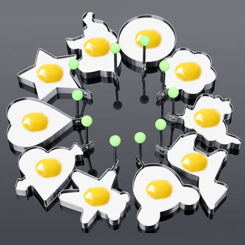 

10Pcs/set Stainless Steel Egg/Pancake Ring Omelette Mould Device Egg Form For Frying Eggs Cooking Tools Kitchen Tools