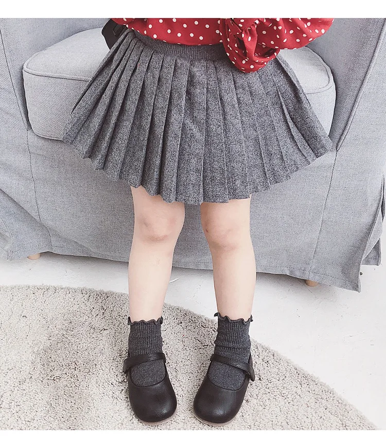 

Children Girls Tutu Skirts Solid Wool and Cotton Skirt Girls Autumn Kids Clothes Pleated Toddler Baby Girl Skirts 2018 NEW