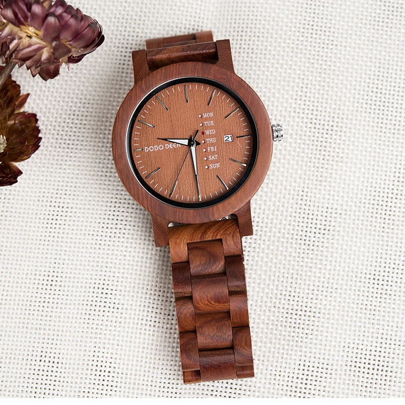 

DODO DEER Wood Watch Men relogio masculino Week and Date Display Timepieces Casual Clock Wooden Clock Boyfriend Best Gift A29