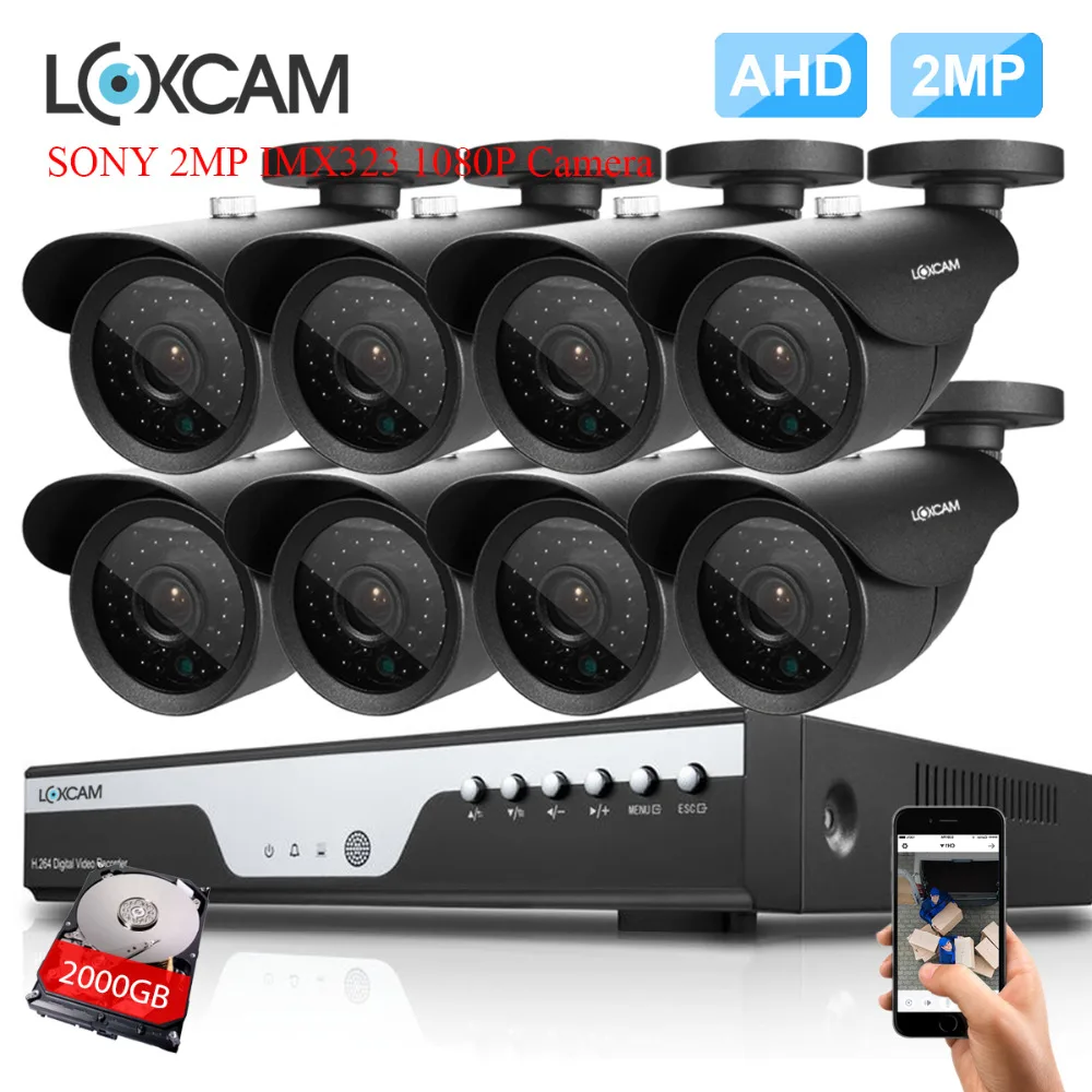 

8CH 1080P CCTV System 8CH HDMI 1080P DVR 8X2MP SONY IMX323 CCD Outdoor Waterproof Camera Security System video Surveillance kit