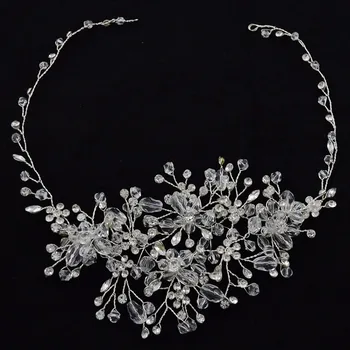

Rose Gold Rhinestone Blossoms Beaded Headband color Metal Crystal Wedding Hairpiece Bridal Hair Vine Accessories Tiara Jewelry