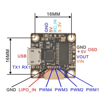 

Teeny 1S F3 Flight Controller OSD Integraded Buit-in 5V Booster Module STM32F303CCT6 For 60mm-80mm Indoor Brushless FPV