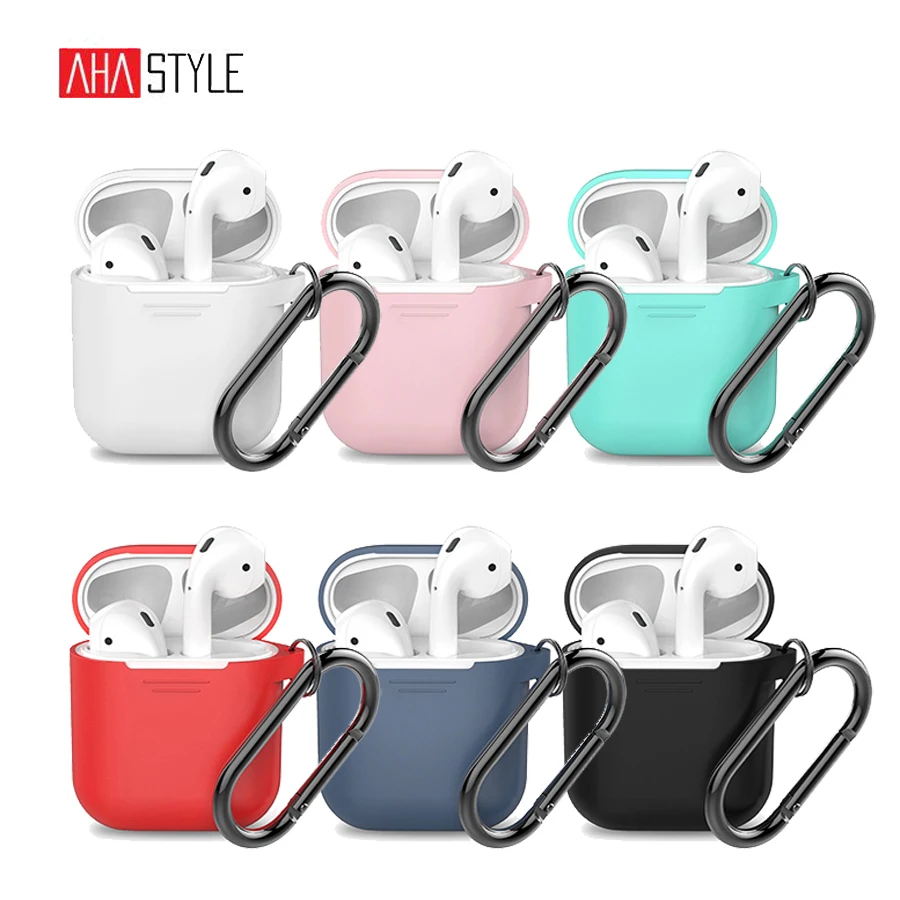 

Soft Silicone Case for Apple Airpods Shock Proof Protector Cover Pouch for Airpods True Wireless Earphone Accessories with Hook