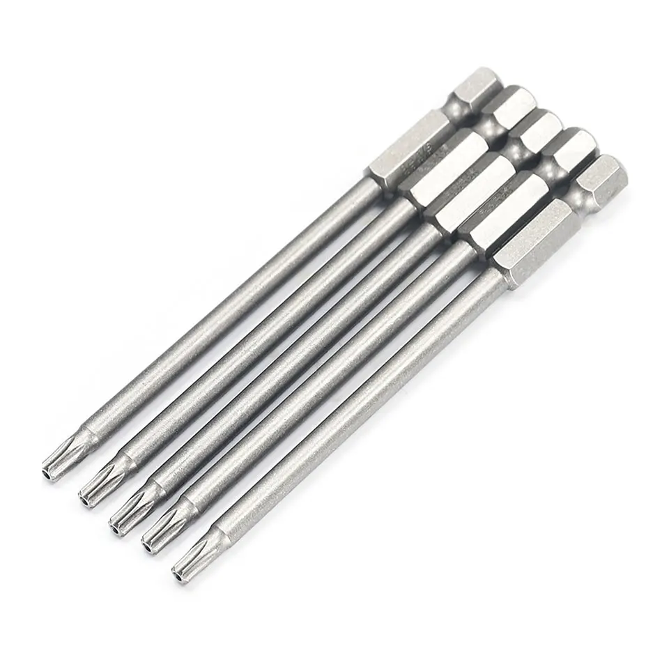 

100mm Hex Screwdriver Bit 1/4" Shank With Holes T6-T40 Drill Bit Hex Torx Magnetic Electric Screwdriver Bits Set Chave De Fenda