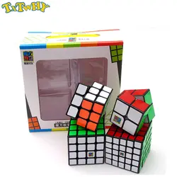 Профессиональный скоростной куб комплект, Moyu Mofang Jiaoshi MF2S 2x2 MF3S 3x3 MF4S 4x4 MF5S 5x5 черный магический куб набор с подарочной коробкой