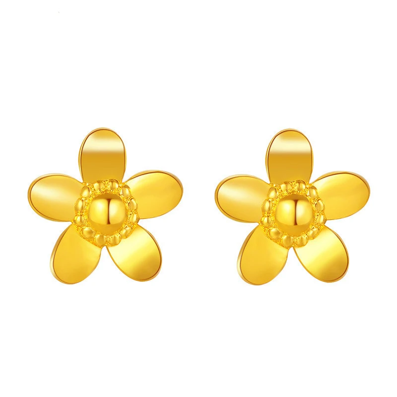 Pure 999 Yellow Gold Flower Stud Earrings 2.11gin Stud Earrings from