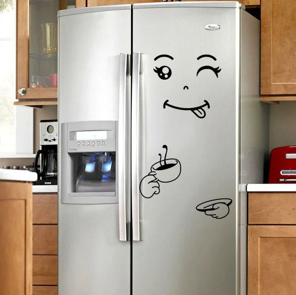 Клевый стикер на холодильник Happy Delicious Face кухонный холодильник на стену виниловые наклейки Искусство Наклейка на стену домашний декор дропшиппинг