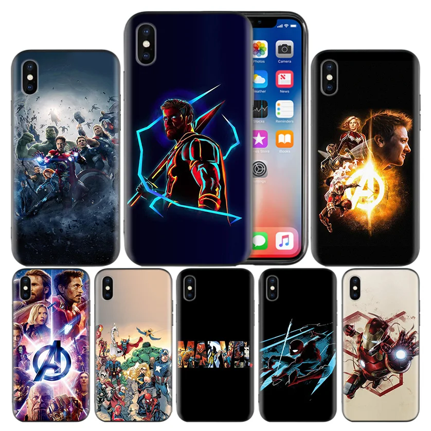 

Marvel Superheroes Frosted Fundas Back Case For Apple iPhone 7 8 6 6S Plus X XS MAX XR 5 5S 5C SE 10 Ten Protective Cover Coque