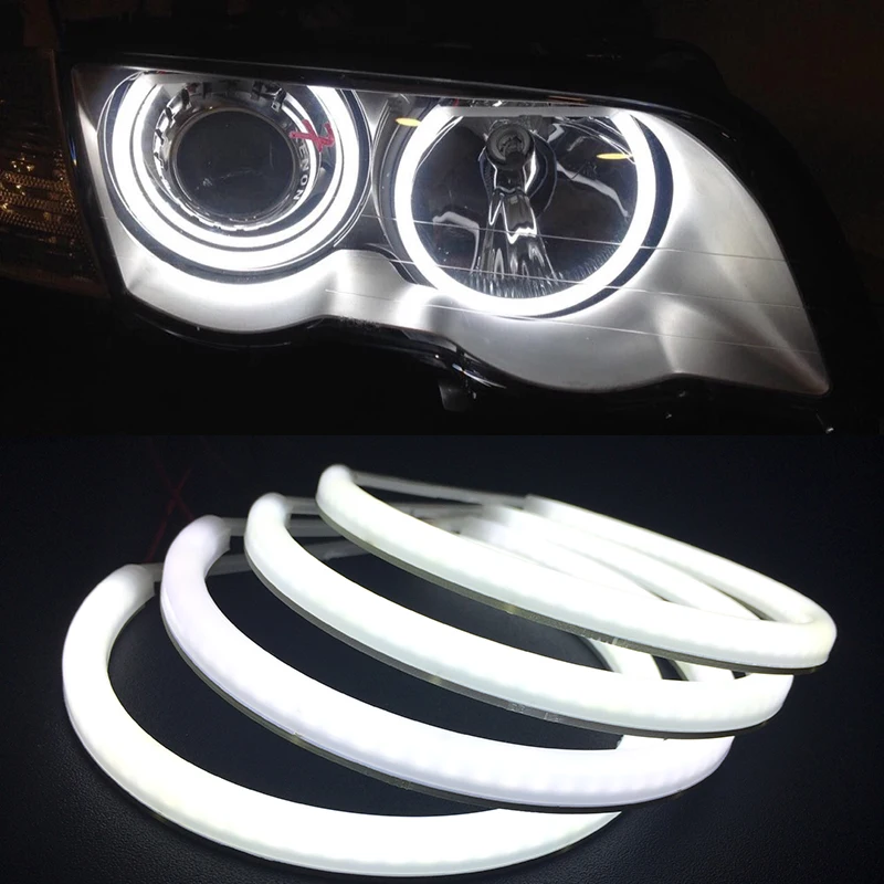 

4Pcs 131MM White Halo Rings Cotton Light Car SMD LED Angel Eyes For BMW E36 E38 E39 E46 Projector