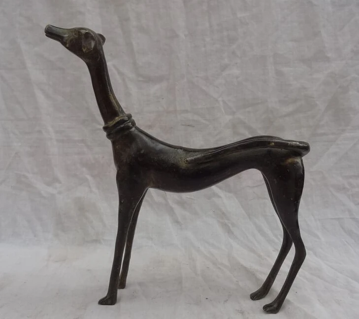 

JP S0114 9" Folk Chinese Bronze Year Zodiac Art FengShui Wealth Dog Head Statue Animals