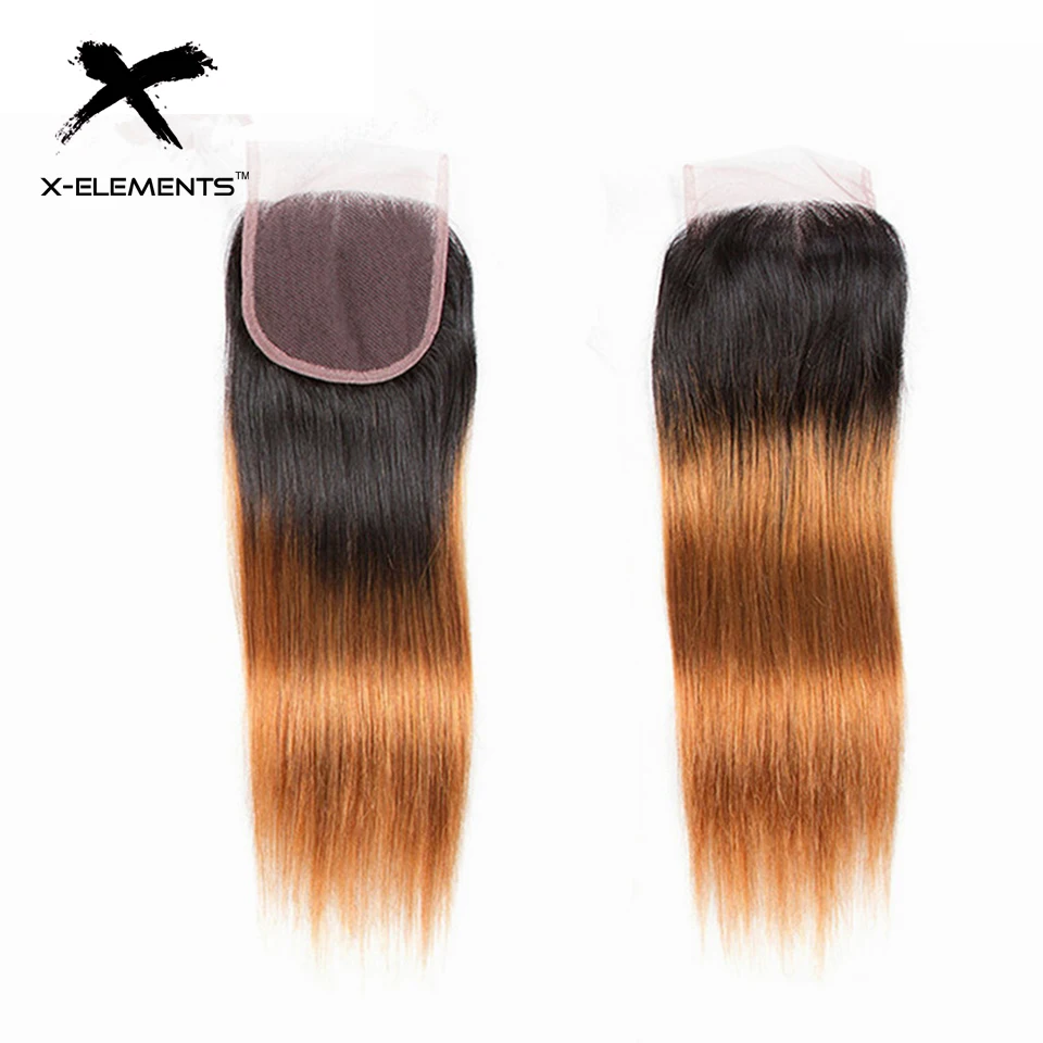 X-Elements Brazilian Ombre Hair Weave with Closure T1B 30 Human Hair Bundles With Closure Dark Roots 3 Bundles With Lace Closure (7)