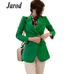 2018 корейский стиль зеленый Офисные женские туфли Блейзер Винтаж Высокое качество модная Рабочая костюм элегантная верхняя одежда Feminino