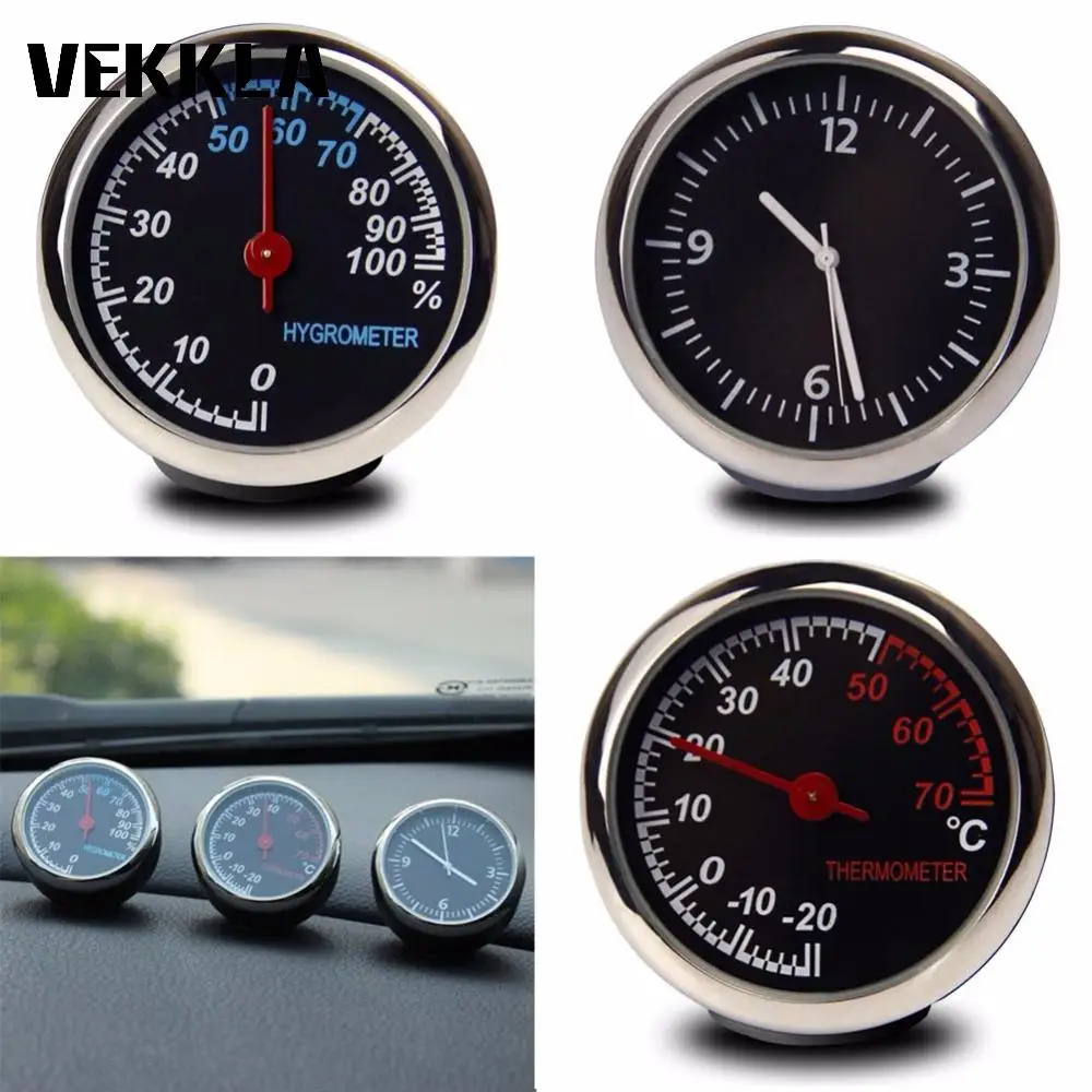 

Mini Digital Car Automobile Thermometer Hygrometer Auto Watch Clock Dashboard Ornament humidity table Kit Set With Cell Battery