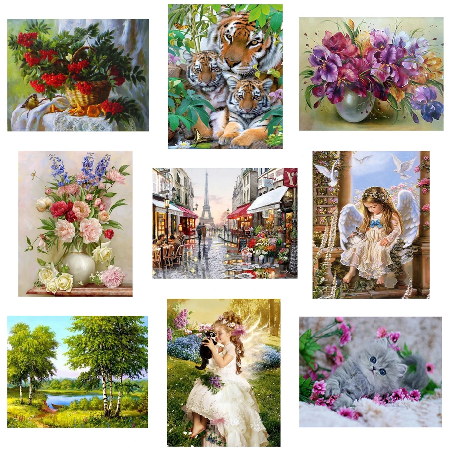 22 pattern 3d diy Diamond painting Cross Stitch kit Embroidery home decor flower animal landscape mosaic picture 30X40 | Дом и сад