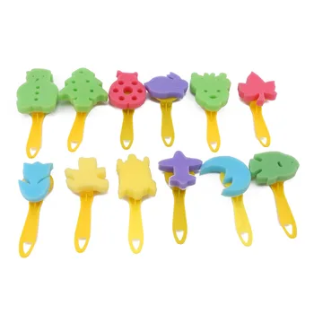 

2019 New Style 12 pcs/set Colorful Different Shapes Children Painting Craft Sponge Learning&Education Drawing Toys Accessories
