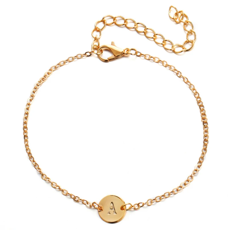 

New Fashion Women Bracelet Gold Color Alloy Letter Charm Adjustable Bracelet Female Personality Jewelry