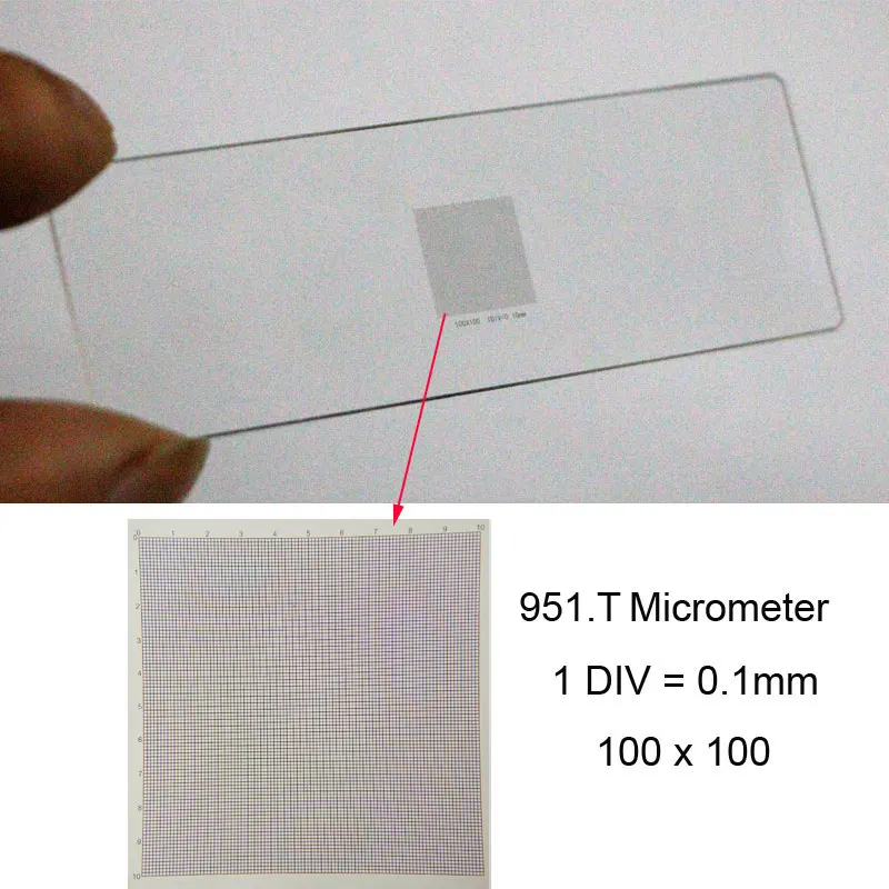 951.T DIV 0,1 мм сетка ячейка значение шкала микрометр калибровка скользящая сетка разделительная доска линейка микрометр для микроскопа