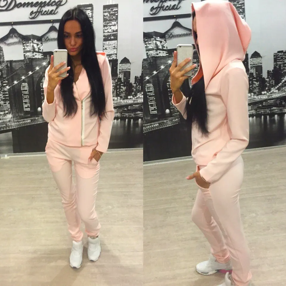 Bianco Nero Rosa Sporting Suit Donne Abbigliamento Sportivo Tuta Donne 2  Pezzo Imposta Donne Outfit Con Cappuccio A Maniche Lunghe Con Cappuccio  Pantaloni Tute|piece set women|suit womenset women - AliExpress