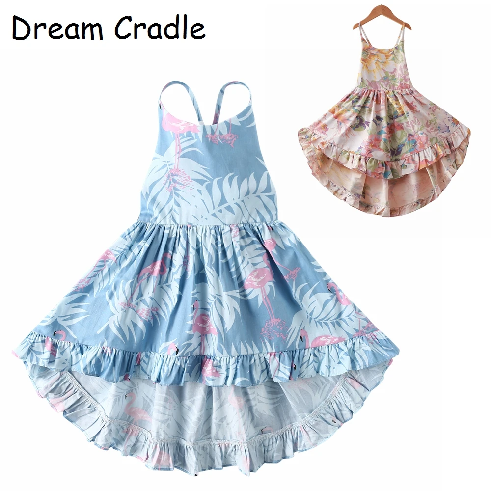 Dream Cradle/летнее платье с изображением фламинго для девочек открытой спиной
