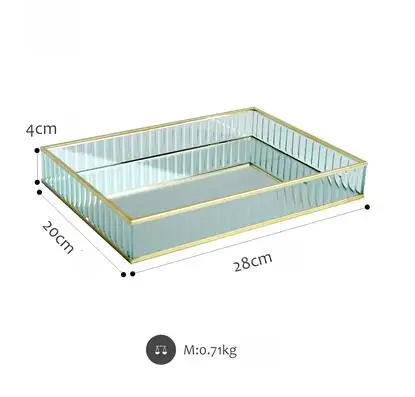 Tobs стеклянный зеркальный лоток Золотой/Серебряный/черный металлический край декорация для тарелки лоток для хранения торта инструменты украшения дома - Цвет: gold large