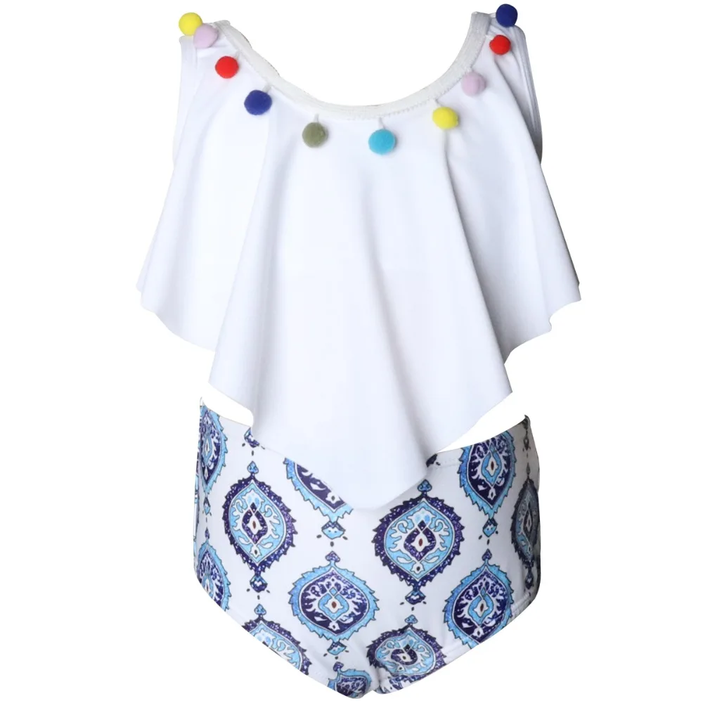 

Girls Swimwear Two Piece Swimsuit Bikini Set High Waist Bathing Suit