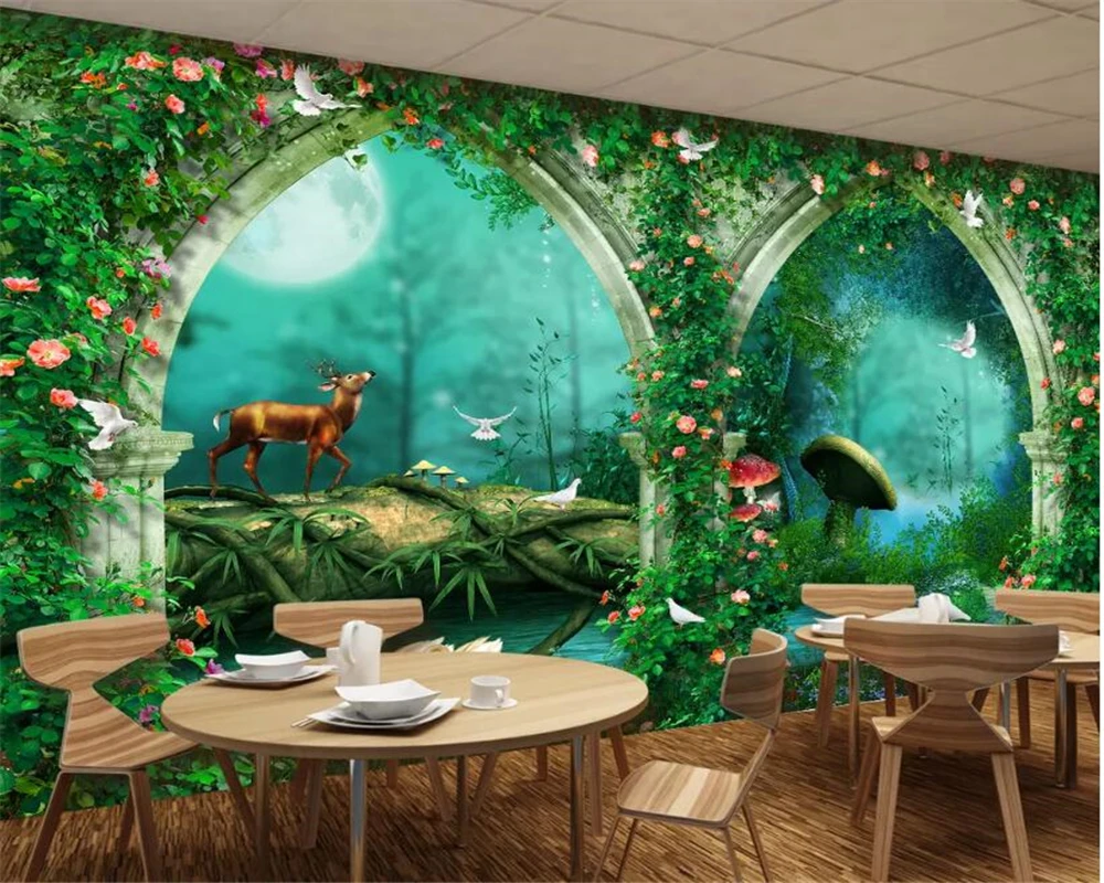 3D обои beibehang на заказ Настенные с изображением сказочных арков леса телевизора