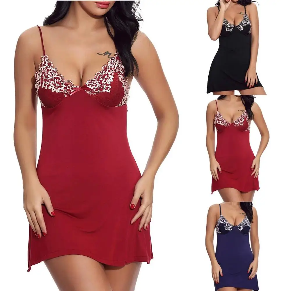 

Womens Sexy Silk Fashion Sling Sleepwear Lingerie Lace Nightwear Underwear