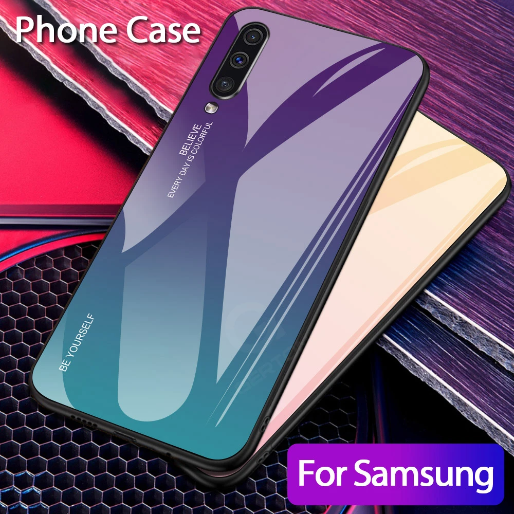 

Aurora Gradient Glass Case For Samsung Galaxy A20 A30 A50 A60 A70 A10 A20E A40S For M10 M20 M30 M40 S10 5G Plus S10E Back Cover