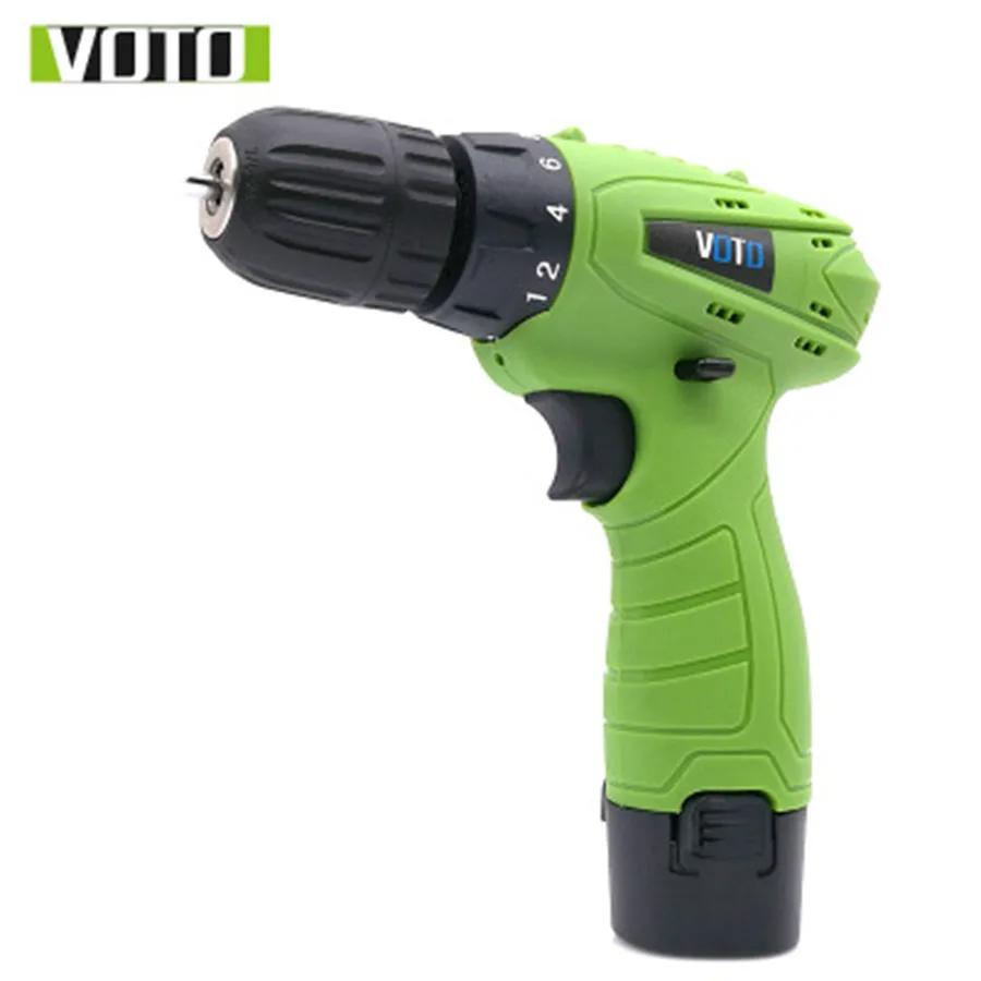 

VOTO Battery Rechargeable Cordless Drill Electric Screwdriver Set Lithium Power Tools Screw Gun Driver 12V Green 220V 2018