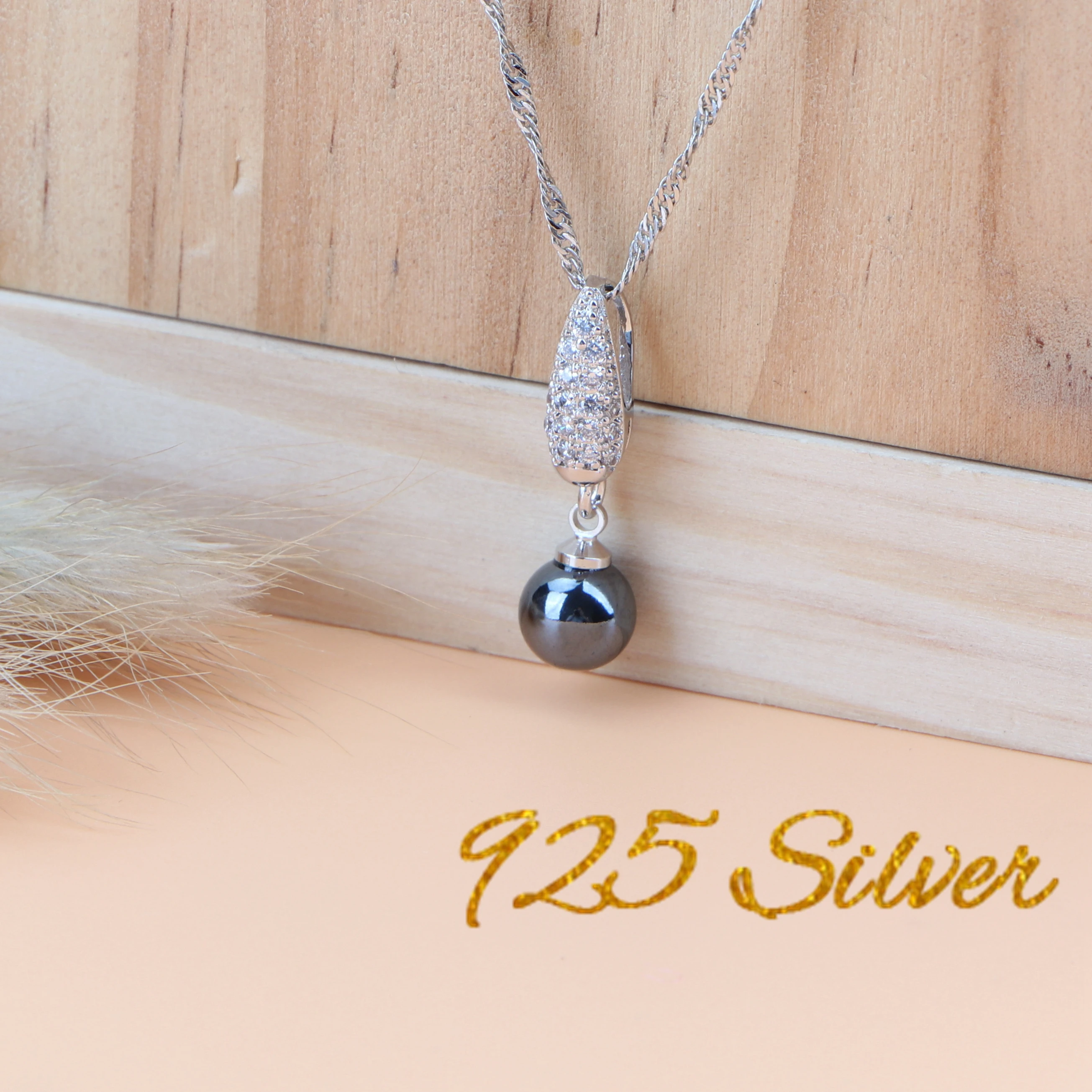 Goedkoop Zwarte Parels Bruids Sieraden Sets Vrouwen Zilver 925 Bruiloft Sieraden Zirkoon Oorbellen Armbanden Ringen Hanger Ketting Set Gift Box