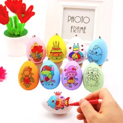 2019 Пасхальный подарок Красочная картина яйцо с 4 шт. ручки Дети DIY пасхальные яйца для раскрашивания Развивающие игрушки для детей родители