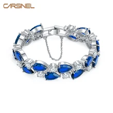 CARSINEL бренд модные синие фианиты браслеты и браслеты для женщин серебристый цвет прозрачный браслеты CZ Ювелирные изделия BR0300