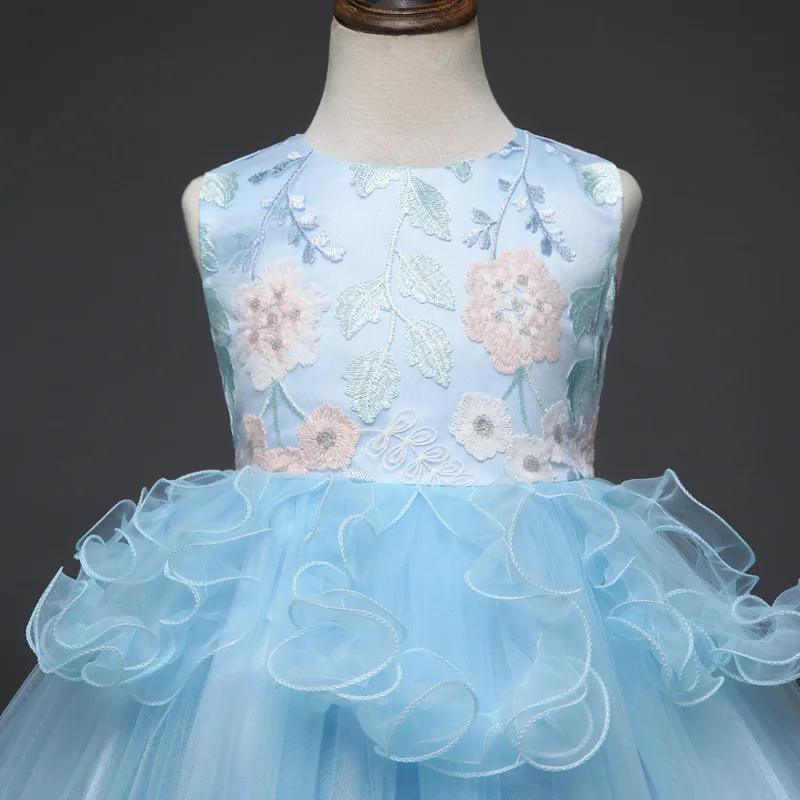 2018 Elegant Flower Girl Evening Dress Princess Party And Wedding Embroidery Kids Dresses For Girls Cute Tulle Children Costumes (4)