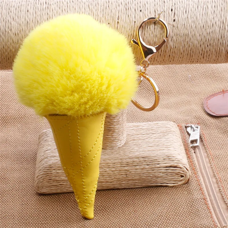 H: hyde nueva 17 colores POM bola llavero pompom helado Pieles de animales llavero para las mujeres porte Clef llavero chaveiros