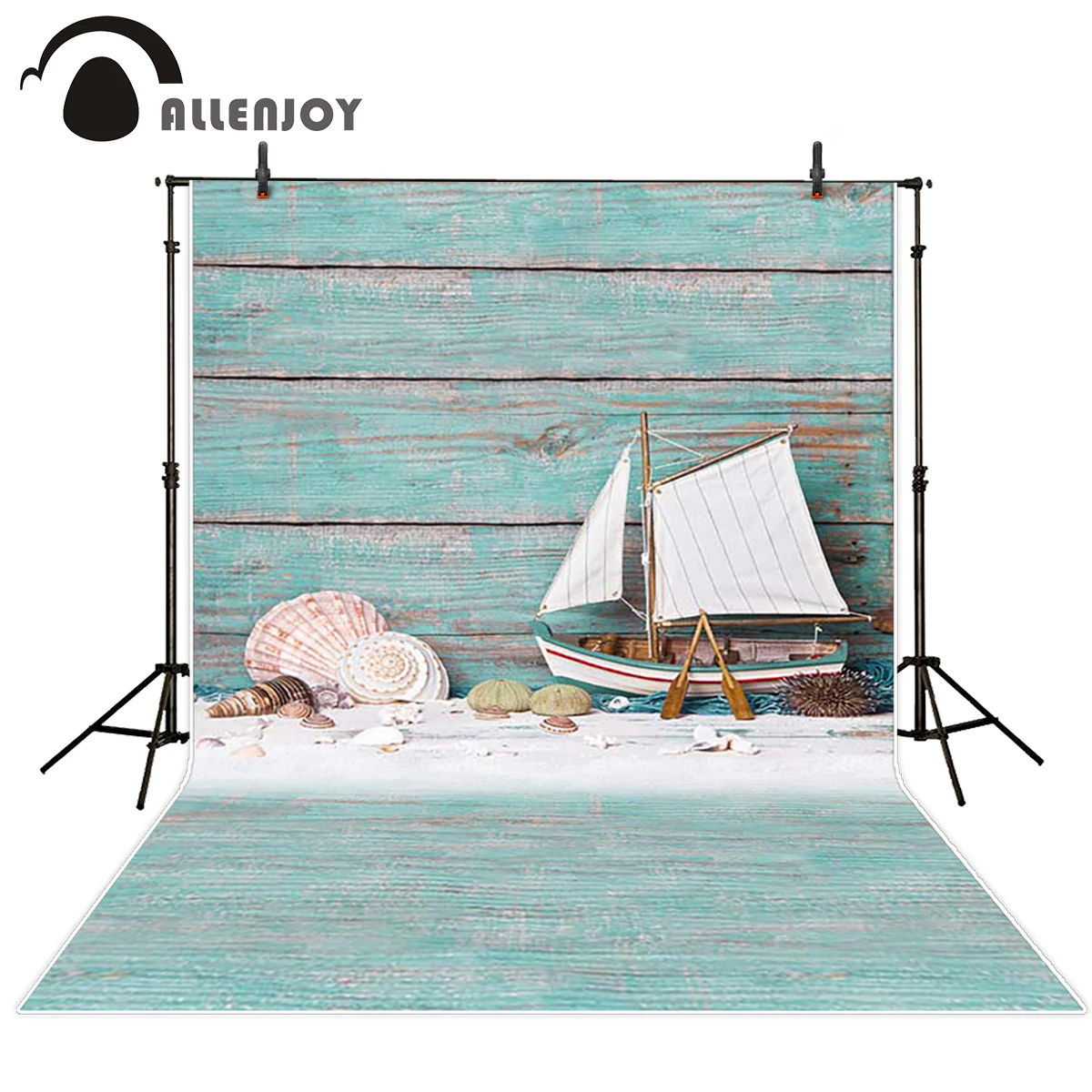 

Allenjoy baby backdrop Boat conch sea urchin toys children wood board photocall Photography scenarios for photo studio