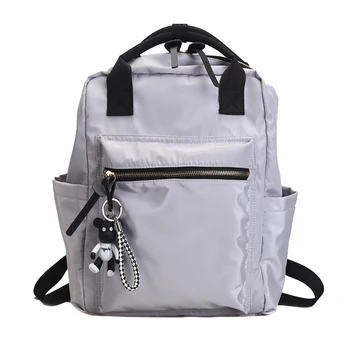 

Casual Nylon Backpack Women Large Capacity School Bag Teenager Mochila Bolsa Solid Color Girls Travel Bags Students 2019 Summer