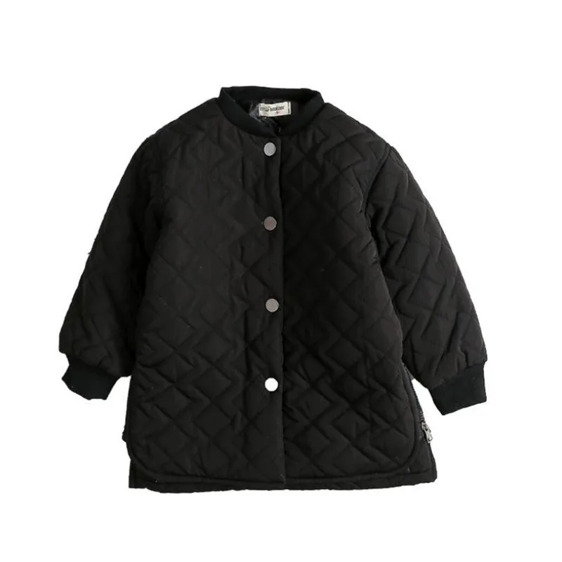

DFXD Autumn Winter 2018 Korean Style Children Cotton Padded Coat Fashion Girls Boys Black Single-breasted Long Thick Outwear