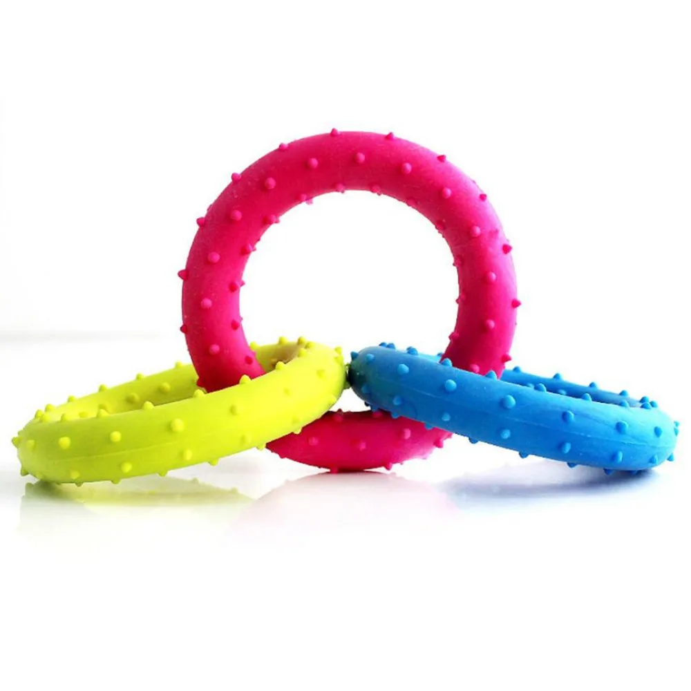 DoreenBeads Pet Dog Chew Toys TPR Three color Rings Puppy Playing