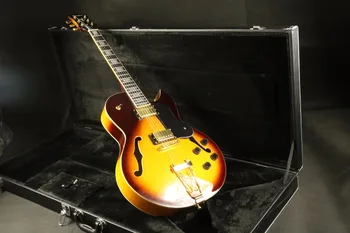 Top quality  cs color gold hardware Archtop  humbuckers pickups thick hollow body  electric guitar free shipping