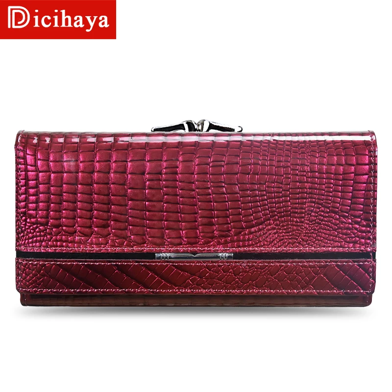 DICIHAYA الاتجاه محفظة الإناث النساء المحفظة محفظة طويلة عالية الجودة محفظة نسائية للعملات المعدنية النساء زر محفظة جلد طبيعي سستة محافظ