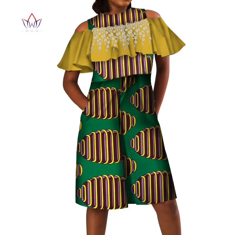 

2019 Bazin African Wax Print Dashiki Jumpsuit Plus Size 6xl Romper Jumpsuit Cloak Playsuit African Clothes for Women WY4940