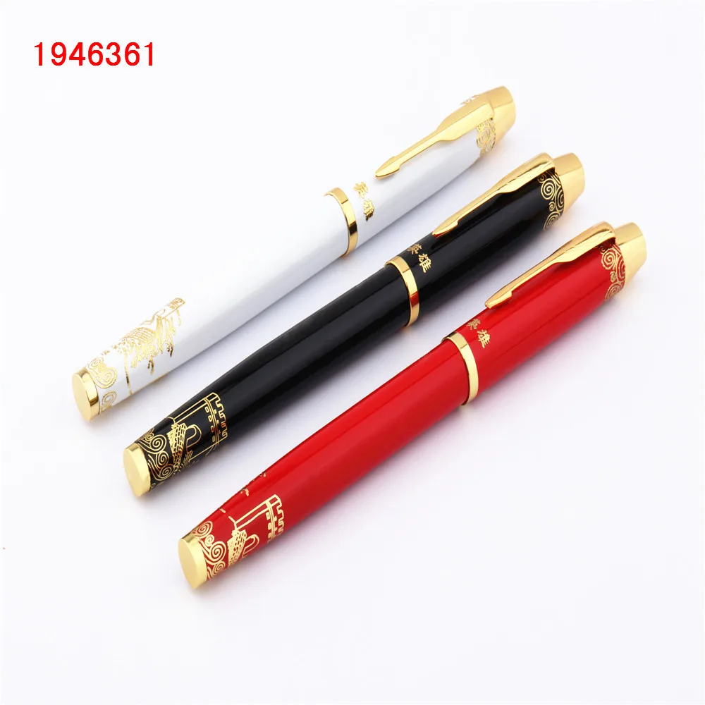 

Luxury pens 8007 Colour Golden Great Wall of Chinese office Medium nib Fountain Pen New Very good Collection Gift ink pen