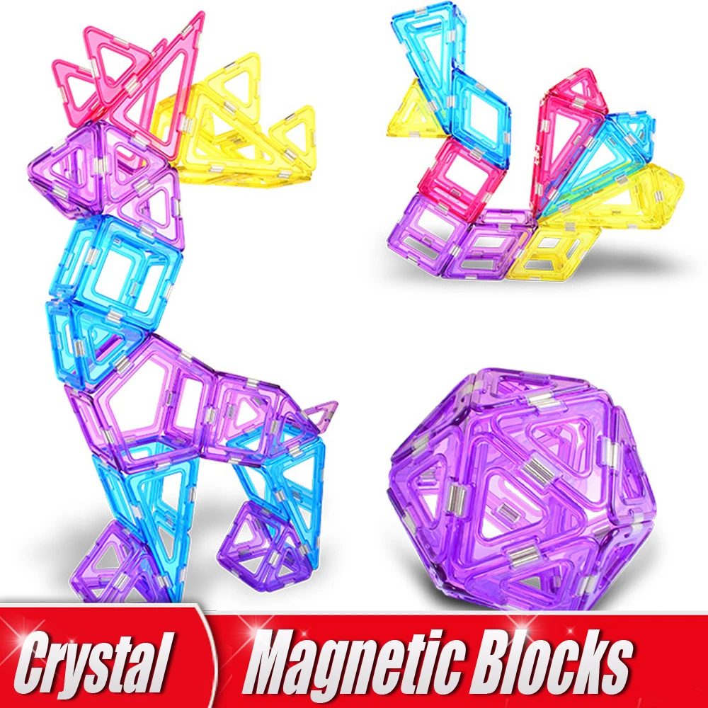 

1PC Crystal Blocks Standard Size 3D Magnetic Building Blocks Model Building Toys Designer Enlighten Bricks Magnetic Toys