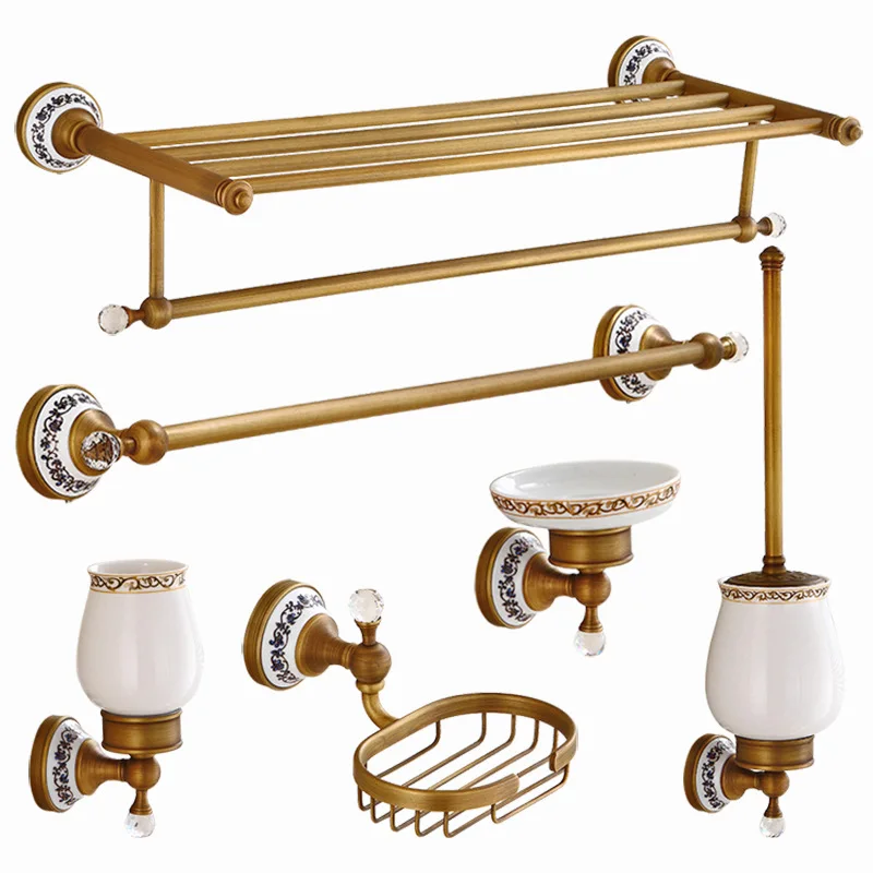 

Bath Hardware Sets Retro towel hang suits ceramic crystal buy object hang full copper european-style bathroom towel rack suits
