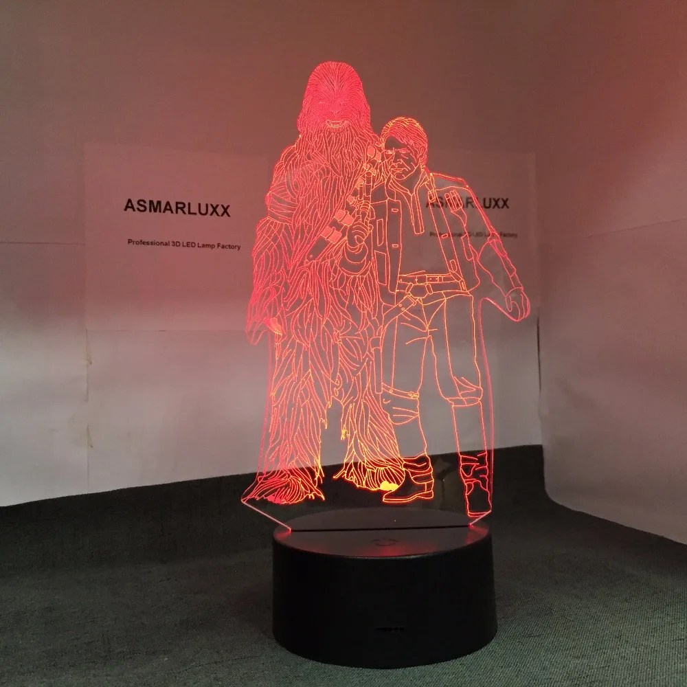 Han Solo Shape 3D Lamp LED Light Touch Controller Table Lamp Night Lamp Model Toy Star Wars Gift Drop Shipping