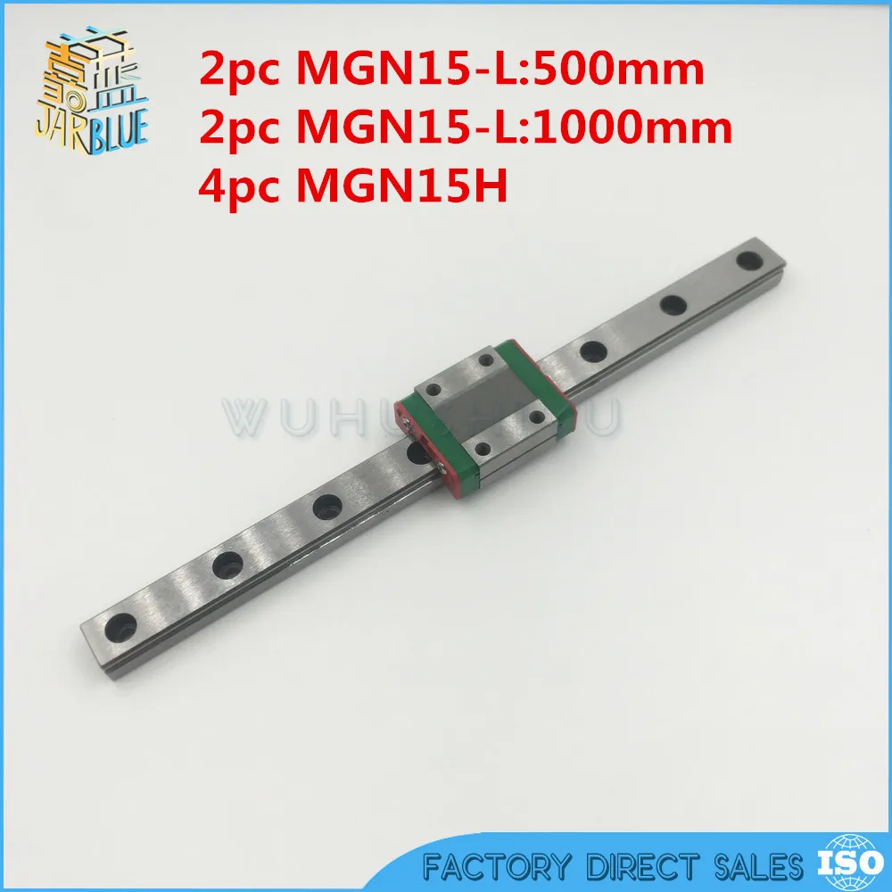 

Free shipping 2pc15mm Linear Guide MGN15 500mm + 2pc MGN15 1000mm linear rail way +4pc MGN15H Long linear carriage for CNC